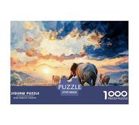 Sunset over African Savannah 1000 Pezzi Cartoncino Premium Puzzle Wild Animals Immagini Vibranti Giocattoli Educativi Puzzle Decorazioni Per La Casa 38x26cm/1000pcs