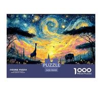 Sunset over African Savannah 1000 Pezzi Cartone Robusto Puzzle Wild Animals Sfida Unica Gioco Creativo Puzzle Decorazioni Per La Casa 70x50cm/1000pcs