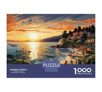 Sunset over The Harbour Puzzle 1000 Pezzi Per Adulti, Puzzle 1000 Pezzi Coastal Buildings Impossible Challenge Home Decoration Regali 38x26cm/1000pcs