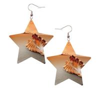 Sunset Over The Sea With The Shell Conch Orecchini a forma di stella in pelle accessori alla moda leggeri festival feste vita quotidiana, One Size, Pelle, Non pietra preziosa