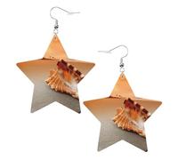 Sunset Over The Sea With The Shell Conch Orecchini a forma di stella in pelle accessori alla moda leggeri festival feste vita quotidiana, One Size, Pelle, Non pietra preziosa