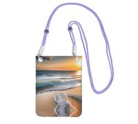 Sunset over the waves, borsa a tracolla per cellulare, da donna, alla moda e regolabile, leggera per l'uso quotidiano, Viola, Taglia unica