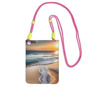 Sunset over the waves, borsa a tracolla per cellulare, da donna, alla moda e regolabile, leggera per l'uso quotidiano, Fucsia, Taglia unica