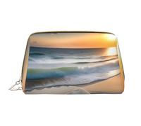 Sunset Over The Waves - Trousse portatile in pelle per cosmetici, articoli da toeletta e oggetti essenziali quotidiani, bianco, Taglia unica
