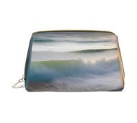 Sunset Over The Waves, trousse portatile per cosmetici, da viaggio, unisex, con chiusura a cerniera, adatta per l'uso quotidiano, bianco, Taglia unica