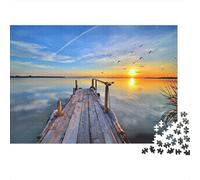 Sunset Pier Lake 1000 Pezzi Cartone Resistente Puzzle Premium Coppia Partner Decompressione Sfidante Decorazione Murale Pacchetto Valore 38x26cm/1000pcs