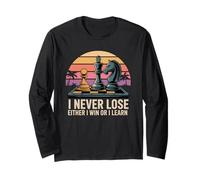 Sunset Player Mindset Chess Hobby I Never Lose Scacchi Game Maglia a Manica