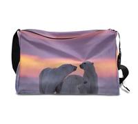 Sunset Polar Bear Borsone in pelle per uomo, donna, ragazzi e ragazze, borsa da viaggio con orso per il fine settimana, sport, palestra, borsa da viaggio, borsa a tracolla singola, Colore, 18.5L,