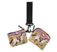 Sunset Prairie Cowboy Cat Portamonete da donna Portamonete Portamonete Portatile Piccolo Portamonete Borsa Portafoglio con Portachiavi per Signora 2 Pz, Gatto cowboy della prateria al tramonto, 1 size