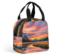 Sunset Reflection - Borsa per il pranzo per donne e uomini, portatile, isolata, con manico, a prova di perdite, riutilizzabile, per lavoro, picnic, viaggi