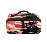 Sunset Samurai Katana Borsa per il trucco da viaggio portatile Samurai giapponese Custodia impermeabile aperta piatta borse da toeletta cosmetici organizer da viaggio per donne uomini