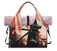 Sunset Samurai Katana Sports Duffle Bag con scomparto per scarpe Giappone Samurai Weekend Pernottamento Borse Tote Cabin Bagaglio per Palestra Yoga Viaggi, Colore, L, Borsone da viaggio