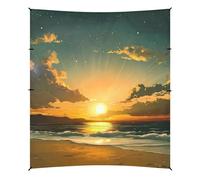 Sunset Sea Beach Orange Pattern Beach Cabana protezione UPF50+ impermeabile parasole include pala di sabbia, sacchi di sabbia, pali di stabilità per viaggi in famiglia