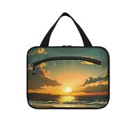 Sunset Sea Beach Orange Pattern Hanging Toiletry Bags per le donne con gancio, Designer Essentials Medicine Bag per viaggio Essentials per le donne Crociere envase para Perfume de L