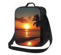 Sunset Sea Tropical Palm Tree Scenery Lunch Bag per donne e uomini, borsa termica riutilizzabile per il pranzo a tenuta stagna, con tracolla regolabile, graziosa borsa per il pranzo per adulti