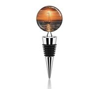 Sunset Seascape Barca a vela galleggiante tappo bottiglia di vino riutilizzabile tappo di tenuta del vino, sigillante decorativo per bottiglie mantiene il vino fresco, è un regalo ideale accessorio