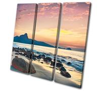 Sunset Seascape Sunrise mountain TREBLE TELA parete arte foto stampa