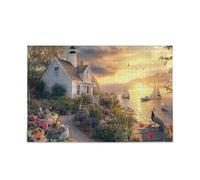 Sunset Seaside Haven Lighthouse Blooms Sailing Dreams Puzzle Puzzle in legno Giochi difficili per adulti 1000 pezzi