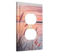 Sunset Serenity - Piastre di protezione per interruttore per paesaggio orizzonte di pesca, per decorazione della casa, piastre da parete termoplastiche, presa duplex singola di dimensioni standard