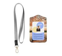 Sunset splendida stampa ponte sul lago porta badge scorrevole alla moda, custodia con bobina retrattile moschettone clip e cordino staccabile protezione carte