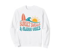 Sunset Swells Aloha Vibes Tropical Surf Beach Design Grafico Felpa