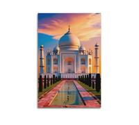 Sunset Taj Mahal, stampa radiosa, poster di architettura, immagine su tela brillante, decorazione artistica per soggiorno, decorazione artistica da parete moderna da appendere, 50 x 75 cm