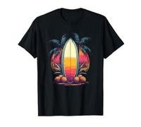 Sunset Tavola da Surf Coconut Palm Beach Summer Vibes Maglietta