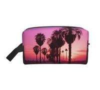 Sunset - Trousse da viaggio con nuvole colorate, motivo: palme, 4 stampe, per cosmetici, per uomini e donne, per viaggi, palestra, uso quotidiano