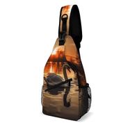 Sunset Under White Swan Sling Bag for Men Women Crossbody Backpack Take Me to Paris Crossbody Bag Chest Bags for Travel Sport