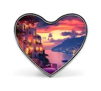 Sunset View Costiera Amalfitana Italia Distintivo a Forma di Cuore Carino Spilla Spille Spille Distintivi per Zaino, Giacche, Cappelli Decorazione