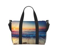 Sunset View on the Beach Shore stampato Travel Duffel Bag pieghevole palestra borsone adatto per viaggi, lavoro, palestra, ecc