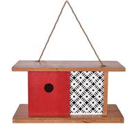 Sunset Vista Designs Casetta per uccelli Mid-Century in legno, colore rosso, moderno, 30 x 15 x 15,5 cm, 93790