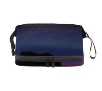 Sunset Walking Elephants - Trousse a doppio strato per cosmetici per donne e ragazze, trousse da viaggio per trucchi, pratica borsa organizer con scomparto per pennelli, Multi, 27x15x14