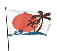 Sunset Wave Palm Tree Garden Flag 3x5 FT Vintage Red Sun Piante Spiaggia Estate Poliestere Cortile Bandiere Casa Patio Prato Indoor Outdoor Saluto Banner