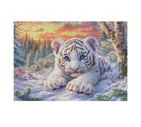 Sunset White Tiger Puzzle 300 Pezzi Raffaello Per Collezionisti Cartone Di Alta Qualità Opere Rinascimentali Per Decorazione Ufficio Da Passatempo Qualità Premium 300 PCS