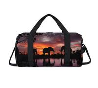 Sunset Wild Elephants Borsone sportivo con scomparto per scarpe, elefanti, per la notte, per il weekend, da viaggio, palestra, organizer per bagagli per donne, uomini, bambini, ragazze e ragazzi