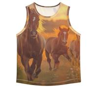 Sunset Wild Horse - Canottiera da ragazzo, senza maniche, girocollo, ad asciugatura rapida, per giochi all'aperto, Cavallo Selvaggio Tramonto, 4 anni