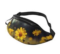 Sunset Windmill Marsupio per donne e uomini alla moda marsupio regolabile per allenamento corsa viaggi marsupio casual, Fiori gialli estivi, Taglia unica