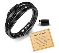 SUNSH Regalo Figlio Natale, Bracciale Figlio, Bracciale in Pelle per Ragazzo, Regali D'amore per Figli, Regalo per Figli/Uomo, Natale, Compleanno, Laurea, Scuola