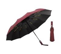 Sunshade Umbrella Ombrello completamente automatico Bone Black Glue da 12 pollici - Chiglia spessa, design pieghevole a tre pieghe resistente ai raggi for protezione e stile per capsule(Wine red)