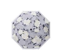 Sunshade Umbrella Ombrello pieghevole con rivestimento in vinile, parasole antipioggia e linguaggio dei fiori romantico per capsule(Ink white flower)