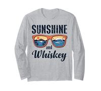 Sunshine And Whisky Vintage Retro Funny Beach Summer Design Maglia a Manica