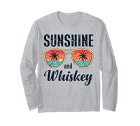Sunshine And Whisky Vintage Retro Funny Beach Summer Design Maglia a Manica