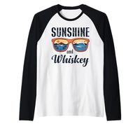 Sunshine And Whisky Vintage Retro Funny Beach Summer Design Maglia con Maniche Raglan
