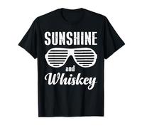 Sunshine And Whisky Vintage Retro Funny Beach Summer Design Maglietta
