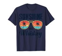 Sunshine And Whisky Vintage Retro Funny Beach Summer Design Maglietta