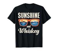 Sunshine And Whisky Vintage Retro Funny Beach Summer Design Maglietta