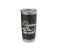 Sunshine and Wine and Books,Drink Wine Read Book Wine Theme Bicchiere termico in acciaio inox doppia parete