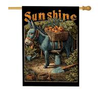 Sunshine - Bandiera da giardino, asino blu che trasporta verdure, decorazione per esterni, striscione in iuta su entrambi i lati, per la primavera e l'estate, decorazione per prato, 71 x 101 cm