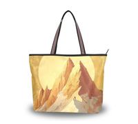Sunshine Golden Mountain Art tessuto di seta con cerniera lavoro tote borse convenienti per le donne spalla